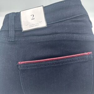 White House Black Market Dark Blue stretch Ankle Jeans with Red Trim